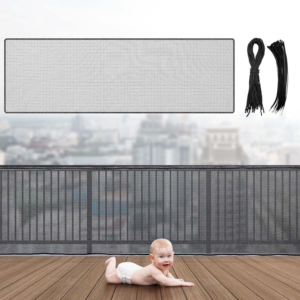 Baby Gate Stairs - Banister Guard x3 Balcony Netting Kids