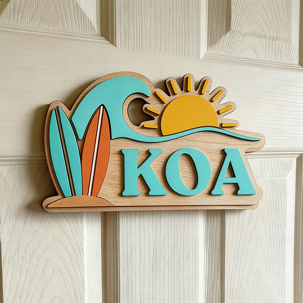 Baby Gate Stairs - Custom Beach Wave Surfboard Sun Name