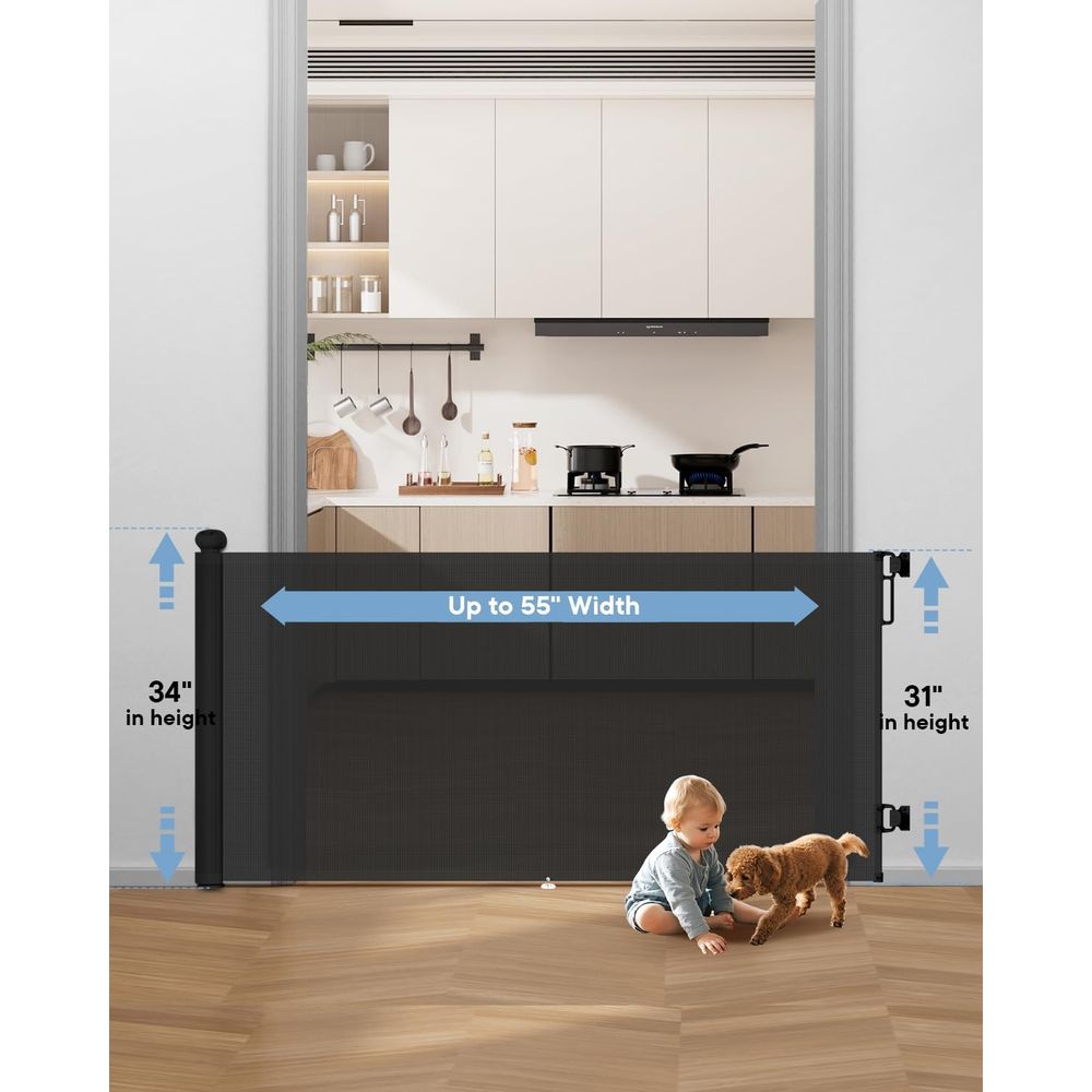 Retractable 55 Wide Mesh Pet G - Baby Gate Stairs ulasan dan harga